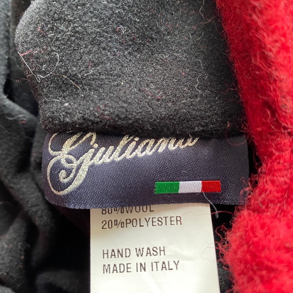 Giuliana News Boy Red Wool Cap with Decorative Flower & White Stitching - Picture 5 of 5